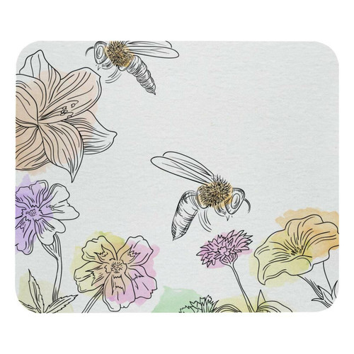 ownta - OWNTA Hand Drawn Watercolor Bees & Flowers-01 Modèle Tapis de bureau avec tapis de souris, fond en caoutchouc antidérapant imprimé, adapté au bureau et aux jeux ownta  - Le meilleur de nos Marchands