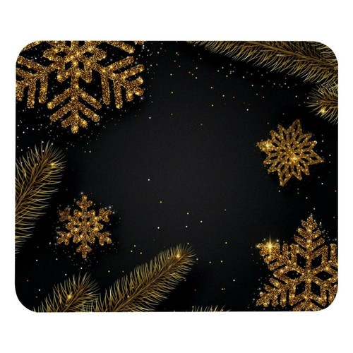 ownta - OWNTA Christmas Golden Snowflakes Pine Tree Modèle Tapis de bureau avec tapis de souris, fond en caoutchouc antidérapant imprimé, adapté au bureau et aux jeux ownta  - Tapis de souris