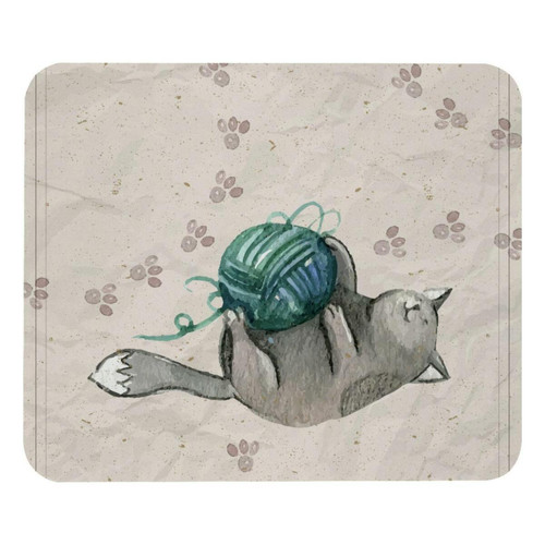 ownta - OWNTA Hand Drawn Cat Playing Wool Ball Modèle Tapis de bureau avec tapis de souris, fond en caoutchouc antidérapant imprimé, adapté au bureau et aux jeux ownta  - Nos Promotions et Ventes Flash