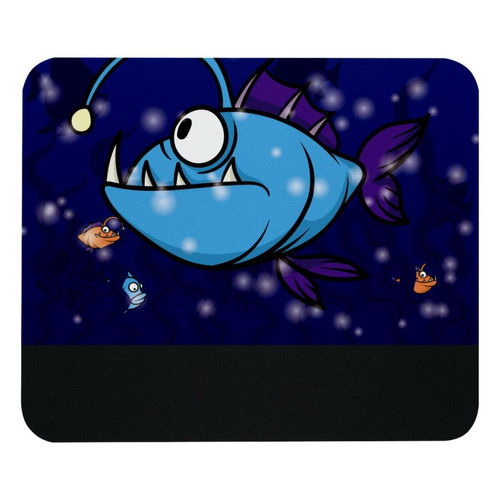 ownta - OWNTA Blue Angler Fish Modèle Tapis de bureau avec tapis de souris, fond en caoutchouc antidérapant imprimé, adapté au bureau et aux jeux ownta  - Tapis de souris