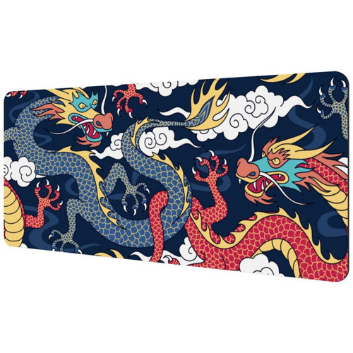 ownta - OWNTA Traditional Chinese Dragon Sous-main de bureau étendu rectangulaire à motif de 15,7 x 35,2 pouces avec fond en caoutchouc antidérapant, adapté au bureau à domicile, tapis de bureau, tapis de jeu, tapis de souris de jeu ownta  - Nos Promotions et Ventes Flash