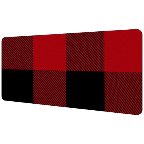 ownta - OWNTA Red Black Plaid Sous-main de bureau étendu rectangulaire à motif de 15,7 x 35,2 pouces avec fond en caoutchouc antidérapant, adapté au bureau à domicile, tapis de bureau, tapis de jeu, tapis de souris de jeu ownta  - Périphériques, réseaux et wifi