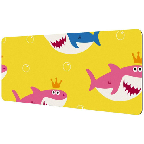 ownta - OWNTA Cartoon Crown Shark Sous-main de bureau étendu rectangulaire à motif de 15,7 x 35,2 pouces avec fond en caoutchouc antidérapant, adapté au bureau à domicile, tapis de bureau, tapis de jeu, tapis de souris de jeu ownta  - Tapis de souris