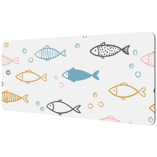 ownta - OWNTA Colorful Tiddler Fish Sous-main de bureau étendu rectangulaire à motif de 15,7 x 35,2 pouces avec fond en caoutchouc antidérapant, adapté au bureau à domicile, tapis de bureau, tapis de jeu, tapis de souris de jeu ownta  - Tapis de souris
