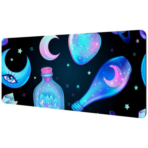ownta - OWNTA Mysterious Bottles Moon Purple Sous-main de bureau étendu rectangulaire à motif de 15,7 x 35,2 pouces avec fond en caoutchouc antidérapant, adapté au bureau à domicile, tapis de bureau, tapis de jeu, tapis de souris de jeu ownta  - Le meilleur de nos Marchands