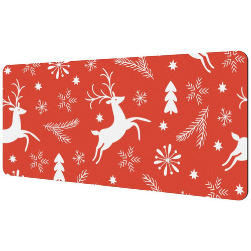 ownta - OWNTA Orange Christmas Deer Elk Leaves Sous-main de bureau étendu rectangulaire à motif de 15,7 x 35,2 pouces avec fond en caoutchouc antidérapant, adapté au bureau à domicile, tapis de bureau, tapis de jeu, tapis de souris de jeu ownta  - Nos Promotions et Ventes Flash