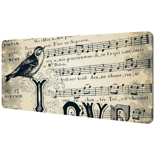 ownta - OWNTA Vintage Love Sheet Music Bird Flower Sous-main de bureau étendu rectangulaire à motif de 15,7 x 35,2 pouces avec fond en caoutchouc antidérapant, adapté au bureau à domicile, tapis de bureau, tapis de jeu, tapis de souris de jeu ownta  - Le meilleur de nos Marchands