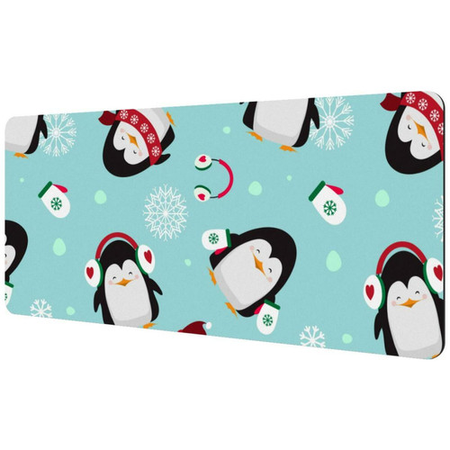 ownta - OWNTA Christmas Penguins Sous-main de bureau étendu rectangulaire à motif de 15,7 x 35,2 pouces avec fond en caoutchouc antidérapant, adapté au bureau à domicile, tapis de bureau, tapis de jeu, tapis de souris de jeu ownta  - Tapis de souris