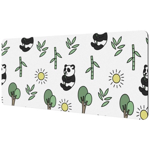 ownta - OWNTA Cute Panda Bamboo Sous-main de bureau étendu rectangulaire à motif de 15,7 x 35,2 pouces avec fond en caoutchouc antidérapant, adapté au bureau à domicile, tapis de bureau, tapis de jeu, tapis de souris de jeu ownta  - Bambo