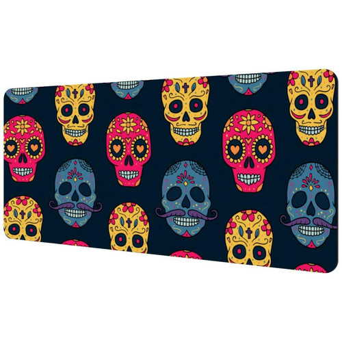 ownta - OWNTA Colorful Skull Design Sous-main de bureau étendu rectangulaire à motif de 15,7 x 35,2 pouces avec fond en caoutchouc antidérapant, adapté au bureau à domicile, tapis de bureau, tapis de jeu, tapis de souris de jeu ownta  - Nos Promotions et Ventes Flash