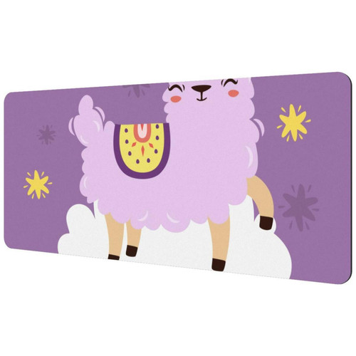 ownta - OWNTA Cute Purple Llama Alpaca on the Cloud  Sous-main de bureau étendu rectangulaire à motif de 15,7 x 35,2 pouces avec fond en caoutchouc antidérapant, adapté au bureau à domicile, tapis de bureau, tapis de jeu, tapis de souris de jeu ownta  - Nos Promotions et Ventes Flash