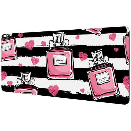 ownta - OWNTA Pink Perfume Stripe Sous-main de bureau étendu rectangulaire à motif de 15,7 x 35,2 pouces avec fond en caoutchouc antidérapant, adapté au bureau à domicile, tapis de bureau, tapis de jeu, tapis de souris de jeu ownta  - Nos Promotions et Ventes Flash