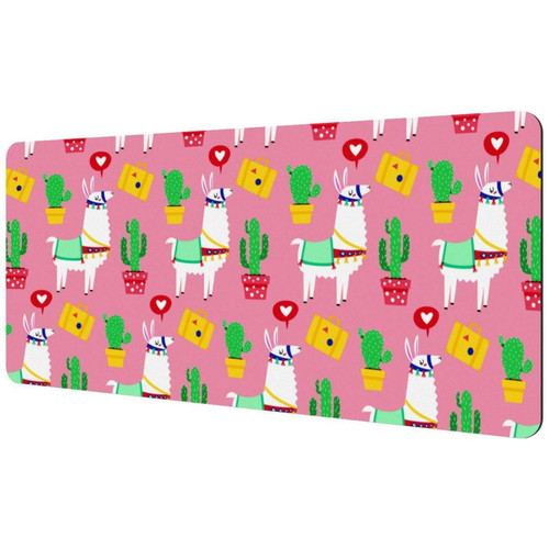 ownta - OWNTA Pink Alpaca Llama Sous-main de bureau étendu rectangulaire à motif de 15,7 x 35,2 pouces avec fond en caoutchouc antidérapant, adapté au bureau à domicile, tapis de bureau, tapis de jeu, tapis de souris de jeu ownta  - Nos Promotions et Ventes Flash