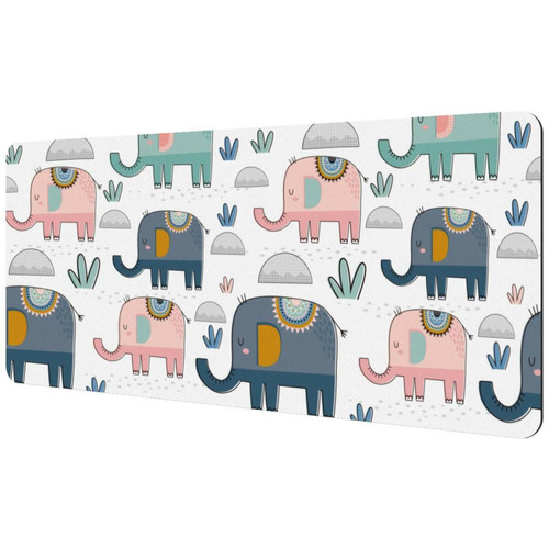 ownta - OWNTA Pink Green Navy Elephants Cactus Sous-main de bureau étendu rectangulaire à motif de 15,7 x 35,2 pouces avec fond en caoutchouc antidérapant, adapté au bureau à domicile, tapis de bureau, tapis de jeu, tapis de souris de jeu ownta  - Nos Promotions et Ventes Flash