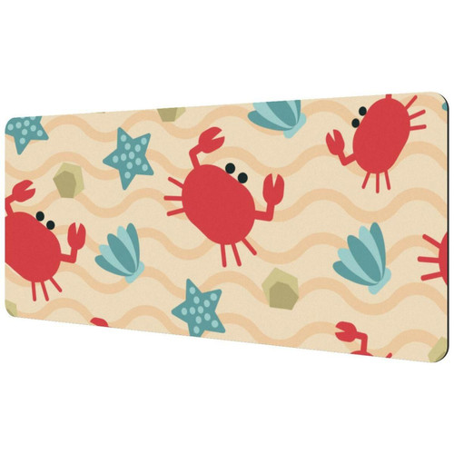 ownta - OWNTA Red Crab Blue Starfish Shells Sous-main de bureau étendu rectangulaire à motif de 15,7 x 35,2 pouces avec fond en caoutchouc antidérapant, adapté au bureau à domicile, tapis de bureau, tapis de jeu, tapis de souris de jeu ownta  - Tapis de souris