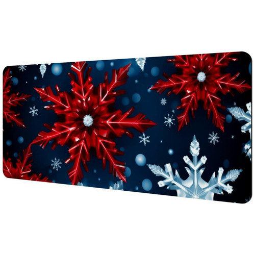 ownta - OWNTA Christmas Snowflakes Sous-main de bureau étendu rectangulaire à motif de 15,7 x 35,2 pouces avec fond en caoutchouc antidérapant, adapté au bureau à domicile, tapis de bureau, tapis de jeu, tapis de souris de jeu ownta  - Tapis de souris