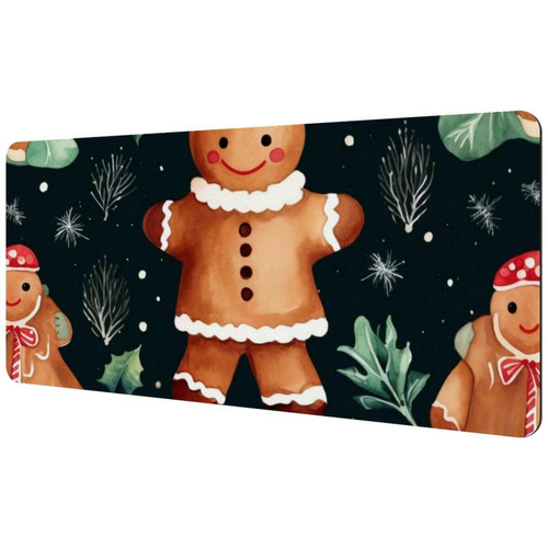 ownta - OWNTA Christmas Gingerbread Man Sous-main de bureau étendu rectangulaire à motif de 15,7 x 35,2 pouces avec fond en caoutchouc antidérapant, adapté au bureau à domicile, tapis de bureau, tapis de jeu, tapis de souris de jeu ownta  - Périphériques, réseaux et wifi