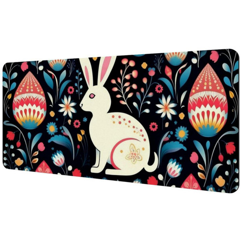 ownta - OWNTA Easter Rabbit Sous-main de bureau étendu rectangulaire à motif de 15,7 x 35,2 pouces avec fond en caoutchouc antidérapant, adapté au bureau à domicile, tapis de bureau, tapis de jeu, tapis de souris de jeu ownta  - Tapis de souris