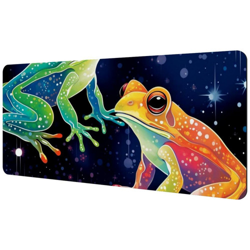 ownta - OWNTA Frog under the Stars Sous-main de bureau étendu rectangulaire à motif de 15,7 x 35,2 pouces avec fond en caoutchouc antidérapant, adapté au bureau à domicile, tapis de bureau, tapis de jeu, tapis de souris de jeu ownta  - Tapis de souris