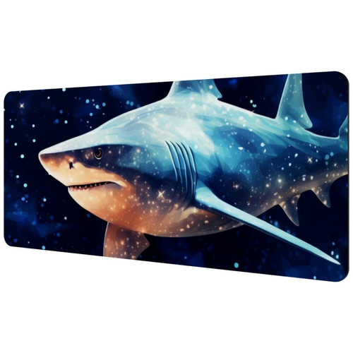 ownta - OWNTA Star Shark Sous-main de bureau étendu rectangulaire à motif de 15,7 x 35,2 pouces avec fond en caoutchouc antidérapant, adapté au bureau à domicile, tapis de bureau, tapis de jeu, tapis de souris de jeu ownta  - Tapis de souris