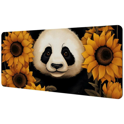 ownta - OWNTA Panda Among Sunflowers Sous-main de bureau étendu rectangulaire à motif de 15,7 x 35,2 pouces avec fond en caoutchouc antidérapant, adapté au bureau à domicile, tapis de bureau, tapis de jeu, tapis de souris de jeu ownta  - Tapis de souris