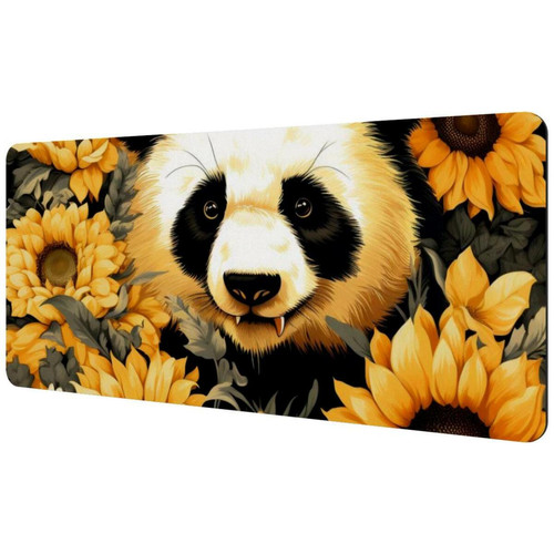 ownta - OWNTA Panda Among Sunflowers Sous-main de bureau étendu rectangulaire à motif de 15,7 x 35,2 pouces avec fond en caoutchouc antidérapant, adapté au bureau à domicile, tapis de bureau, tapis de jeu, tapis de souris de jeu ownta  - Tapis de souris
