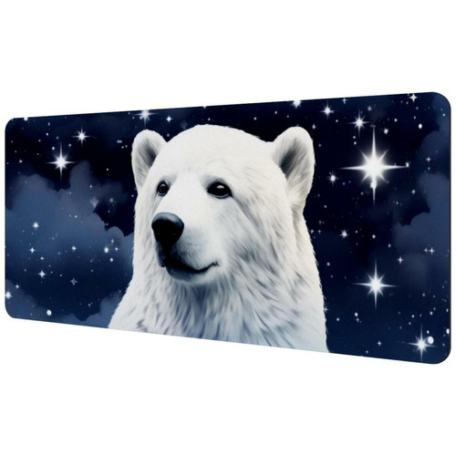 ownta - OWNTA Polar Bear in Starry Sky Sous-main de bureau étendu rectangulaire à motif de 15,7 x 35,2 pouces avec fond en caoutchouc antidérapant, adapté au bureau à domicile, tapis de bureau, tapis de jeu, tapis de souris de jeu ownta  - Nos Promotions et Ventes Flash