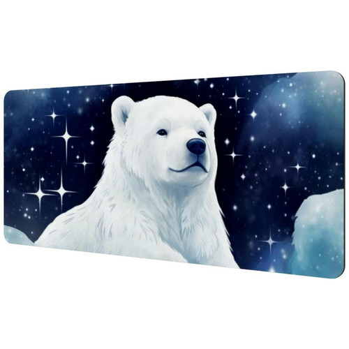 ownta - OWNTA Polar Bear in Starry Sky Sous-main de bureau étendu rectangulaire à motif de 15,7 x 35,2 pouces avec fond en caoutchouc antidérapant, adapté au bureau à domicile, tapis de bureau, tapis de jeu, tapis de souris de jeu ownta  - Nos Promotions et Ventes Flash