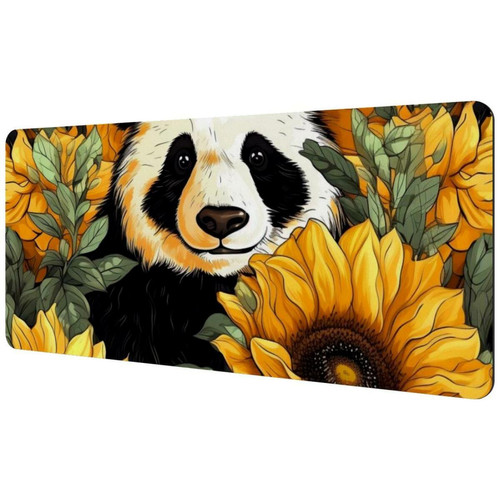 ownta - OWNTA Panda Among Sunflowers Sous-main de bureau étendu rectangulaire à motif de 15,7 x 35,2 pouces avec fond en caoutchouc antidérapant, adapté au bureau à domicile, tapis de bureau, tapis de jeu, tapis de souris de jeu ownta  - Nos Promotions et Ventes Flash