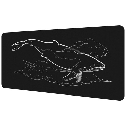 ownta - OWNTA Whale Black Sous-main de bureau étendu rectangulaire à motif de 15,7 x 35,2 pouces avec fond en caoutchouc antidérapant, adapté au bureau à domicile, tapis de bureau, tapis de jeu, tapis de souris de jeu ownta  - Nos Promotions et Ventes Flash