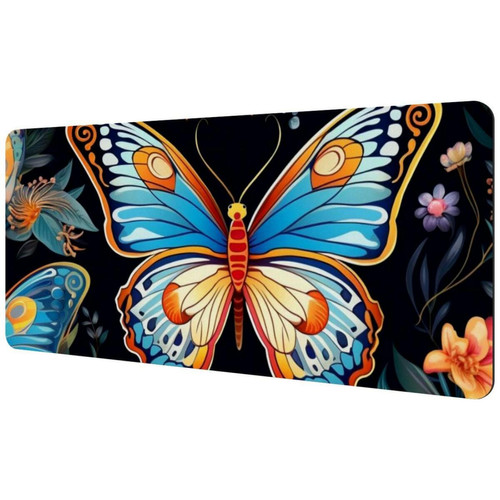 ownta - OWNTA Colorful Butterfly Sous-main de bureau étendu rectangulaire à motif de 15,7 x 35,2 pouces avec fond en caoutchouc antidérapant, adapté au bureau à domicile, tapis de bureau, tapis de jeu, tapis de souris de jeu ownta  - Périphériques, réseaux et wifi
