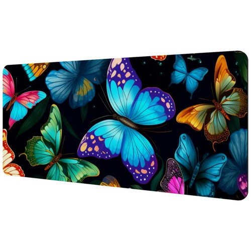 ownta - OWNTA Colorful Butterfly Sous-main de bureau étendu rectangulaire à motif de 15,7 x 35,2 pouces avec fond en caoutchouc antidérapant, adapté au bureau à domicile, tapis de bureau, tapis de jeu, tapis de souris de jeu ownta  - Tapis de souris