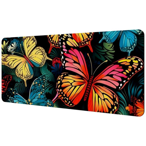 ownta - OWNTA Colorful Butterfly Sous-main de bureau étendu rectangulaire à motif de 15,7 x 35,2 pouces avec fond en caoutchouc antidérapant, adapté au bureau à domicile, tapis de bureau, tapis de jeu, tapis de souris de jeu ownta  - Nos Promotions et Ventes Flash