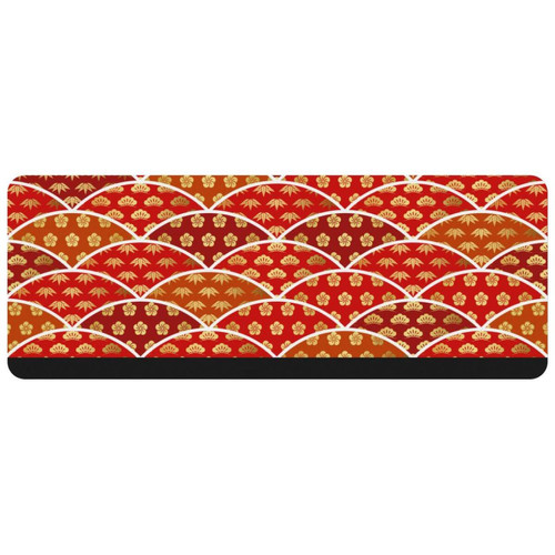 ownta - OWNTA Traditionally Auspicious Japanese Pattern with Pine Bamboo Plum Grand tapis de bureau à motif : tapis de jeu rectangulaire étendu de 11,8 x 31,3 pouces avec fond en caoutchouc antidérapant - adapté au bureau à domicile - grand tapis de souris ownta  - Bambo