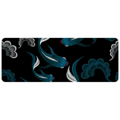 ownta - OWNTA Chinese Dark Blue Fishes Cloud Grand tapis de bureau à motif : tapis de jeu rectangulaire étendu de 11,8 x 31,3 pouces avec fond en caoutchouc antidérapant - adapté au bureau à domicile - grand tapis de souris ownta  - Le meilleur de nos Marchands
