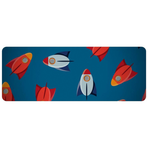 ownta - OWNTA Space Rocket Pattern Cartoon Navy Grand tapis de bureau à motif : tapis de jeu rectangulaire étendu de 11,8 x 31,3 pouces avec fond en caoutchouc antidérapant - adapté au bureau à domicile - grand tapis de souris ownta  - Périphériques, réseaux et wifi
