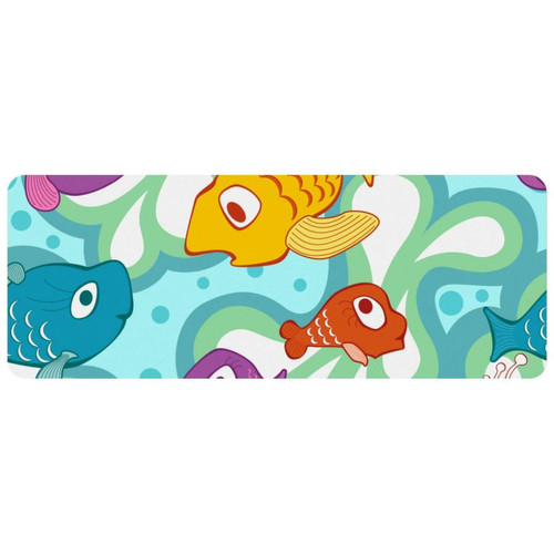 ownta - OWNTA Cartoon Child Fishes Pattern Water Grand tapis de bureau à motif : tapis de jeu rectangulaire étendu de 11,8 x 31,3 pouces avec fond en caoutchouc antidérapant - adapté au bureau à domicile - grand tapis de souris ownta - Nos Promotions et Ventes Flash