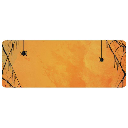 ownta - OWNTA Orange Cobweb-01 Grand tapis de bureau à motif : tapis de jeu rectangulaire étendu de 11,8 x 31,3 pouces avec fond en caoutchouc antidérapant - adapté au bureau à domicile - grand tapis de souris ownta  - Le meilleur de nos Marchands