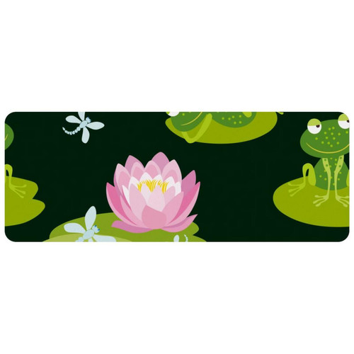 ownta - OWNTA Frogs on Lotus Leaf Grand tapis de bureau à motif : tapis de jeu rectangulaire étendu de 11,8 x 31,3 pouces avec fond en caoutchouc antidérapant - adapté au bureau à domicile - grand tapis de souris ownta  - Le meilleur de nos Marchands