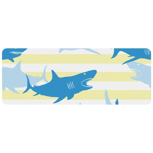 ownta - OWNTA Yellow Stripes Shark Grand tapis de bureau à motif : tapis de jeu rectangulaire étendu de 11,8 x 31,3 pouces avec fond en caoutchouc antidérapant - adapté au bureau à domicile - grand tapis de souris ownta  - Périphériques, réseaux et wifi