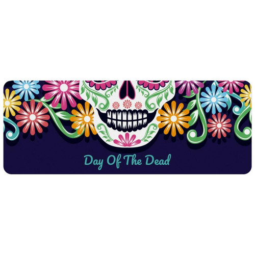 ownta - OWNTA Sugar Skull Flowers Day of the Dead Grand tapis de bureau à motif : tapis de jeu rectangulaire étendu de 11,8 x 31,3 pouces avec fond en caoutchouc antidérapant - adapté au bureau à domicile - grand tapis de souris ownta  - Tapis de souris