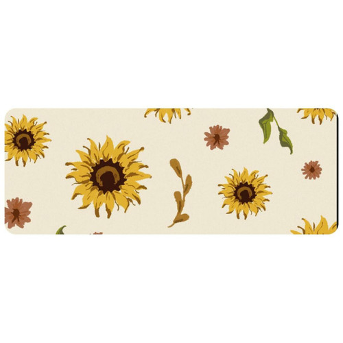 ownta - OWNTA Sunflower Pattern Retro Vintage Grand tapis de bureau à motif : tapis de jeu rectangulaire étendu de 11,8 x 31,3 pouces avec fond en caoutchouc antidérapant - adapté au bureau à domicile - grand tapis de souris ownta  - Périphériques, réseaux et wifi