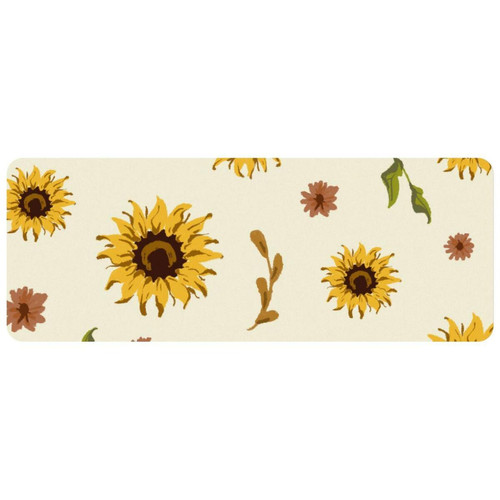 ownta - OWNTA Sunflower Pattern Yellow Flower Grand tapis de bureau à motif : tapis de jeu rectangulaire étendu de 11,8 x 31,3 pouces avec fond en caoutchouc antidérapant - adapté au bureau à domicile - grand tapis de souris ownta  - Nos Promotions et Ventes Flash