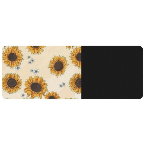 ownta - OWNTA Sunflower Flower Grand tapis de bureau à motif : tapis de jeu rectangulaire étendu de 11,8 x 31,3 pouces avec fond en caoutchouc antidérapant - adapté au bureau à domicile - grand tapis de souris ownta  - Nos Promotions et Ventes Flash