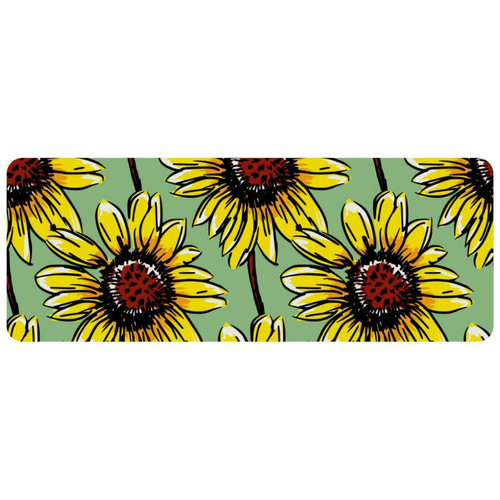ownta - OWNTA Sunflower Pattern Flowers Grand tapis de bureau à motif : tapis de jeu rectangulaire étendu de 11,8 x 31,3 pouces avec fond en caoutchouc antidérapant - adapté au bureau à domicile - grand tapis de souris ownta  - Tapis de souris