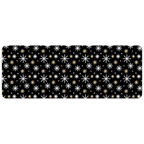 ownta - OWNTA White & Gold Snowflakes-01 Grand tapis de bureau à motif : tapis de jeu rectangulaire étendu de 11,8 x 31,3 pouces avec fond en caoutchouc antidérapant - adapté au bureau à domicile - grand tapis de souris ownta  - Le meilleur de nos Marchands