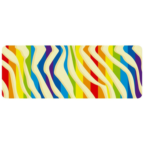 ownta - OWNTA Colorful Rainbow Stripes Red Blue Purple Yellow Grand tapis de bureau à motif : tapis de jeu rectangulaire étendu de 11,8 x 31,3 pouces avec fond en caoutchouc antidérapant - adapté au bureau à domicile - grand tapis de souris ownta  - Nos Promotions et Ventes Flash