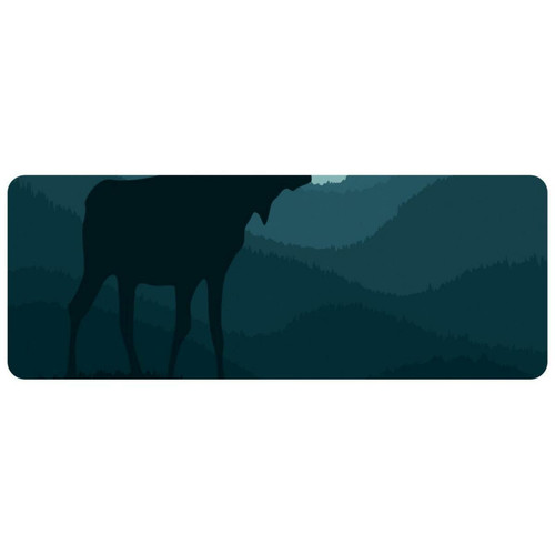 ownta - OWNTA Silhouette Moose on Rolling Hills Night Grand tapis de bureau à motif : tapis de jeu rectangulaire étendu de 11,8 x 31,3 pouces avec fond en caoutchouc antidérapant - adapté au bureau à domicile - grand tapis de souris ownta  - Nos Promotions et Ventes Flash