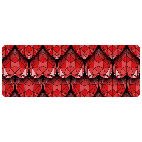 ownta - OWNTA Geometric Hearts Love Red Grand tapis de bureau à motif : tapis de jeu rectangulaire étendu de 11,8 x 31,3 pouces avec fond en caoutchouc antidérapant - adapté au bureau à domicile - grand tapis de souris ownta  - Nos Promotions et Ventes Flash