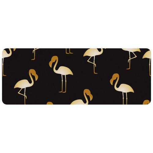 ownta - OWNTA Golden Flamingo on Black Bbackground  Grand tapis de bureau à motif : tapis de jeu rectangulaire étendu de 11,8 x 31,3 pouces avec fond en caoutchouc antidérapant - adapté au bureau à domicile - grand tapis de souris ownta  - Tapis de souris